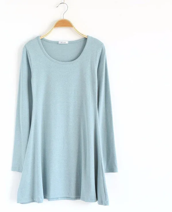 100% Cotton Autumn Winter Dress Female Long Sleeve Dress O-Neck Woolen Dresses A006