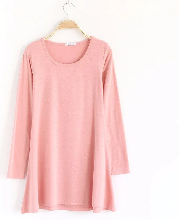 100% Cotton Autumn Winter Dress Female Long Sleeve Dress O-Neck Woolen Dresses A006