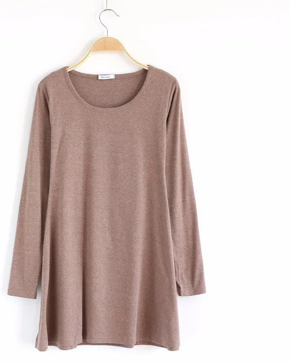 100% Cotton Autumn Winter Dress Female Long Sleeve Dress O-Neck Woolen Dresses A006