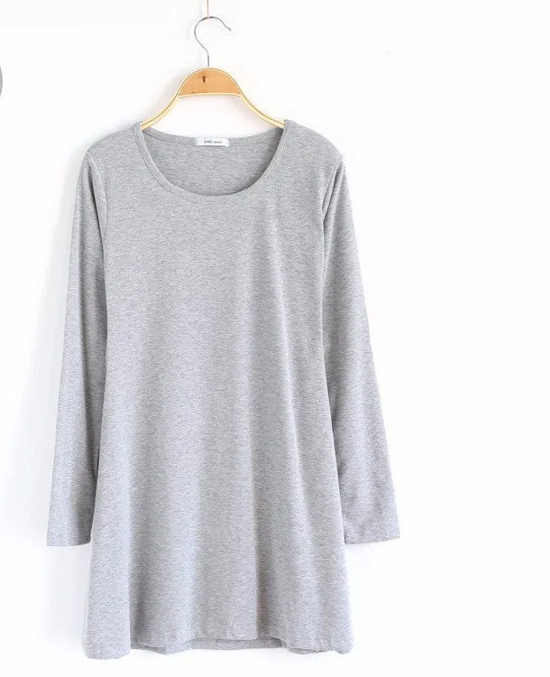 100% Cotton Autumn Winter Dress Female Long Sleeve Dress O-Neck Woolen Dresses A006