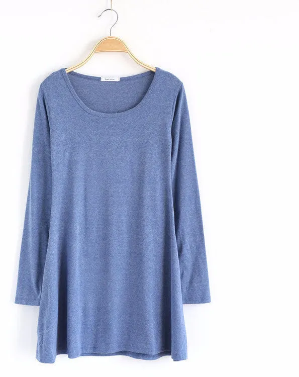100% Cotton Autumn Winter Dress Female Long Sleeve Dress O-Neck Woolen Dresses A006