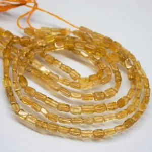 13" Yellow Citrine Smooth Rectangle Shape Gemstone Beads, Citrine Beads