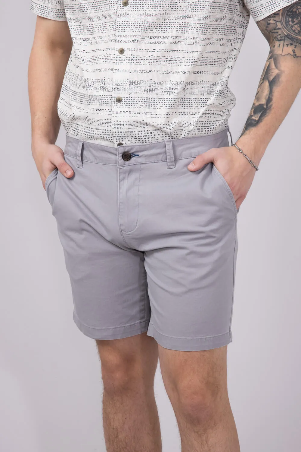 1897 Original 8" Heavy Wash Twill Shorts for Men in Light Grey | 5GLX1222-LT GREY