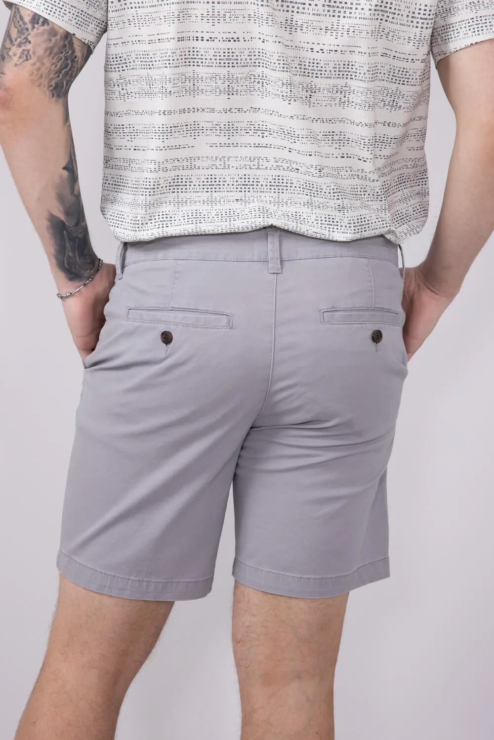 1897 Original 8" Heavy Wash Twill Shorts for Men in Light Grey | 5GLX1222-LT GREY