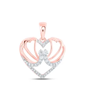 1/8CTW-DIA CN HEART BUTTERFLY PENDANT