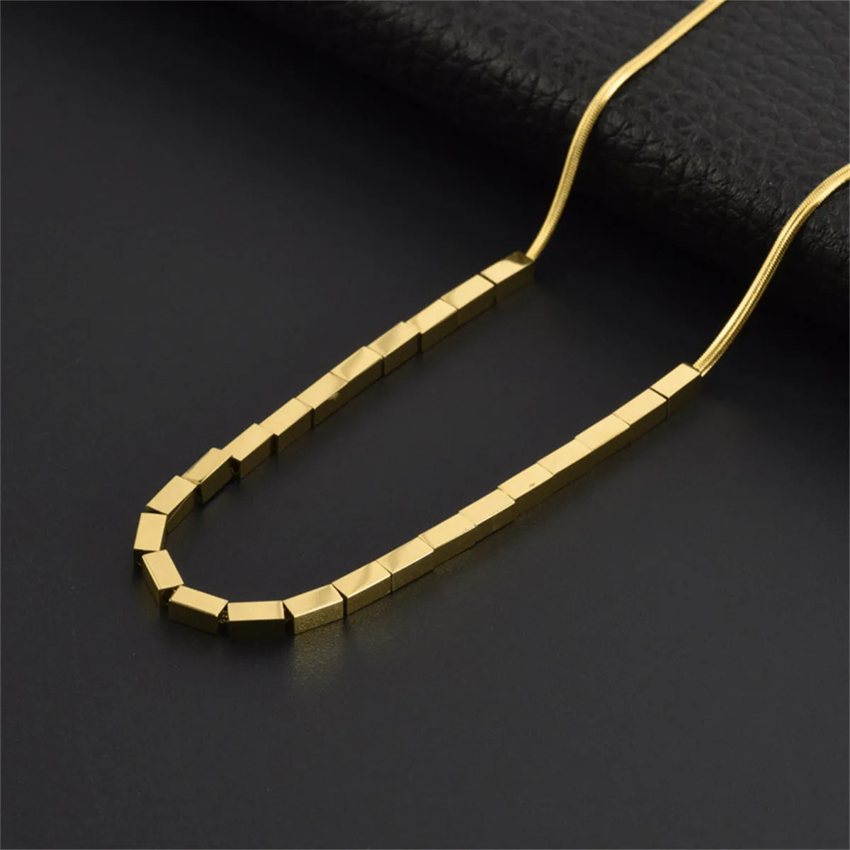 18K Gold-Plated Cuboid Necklace