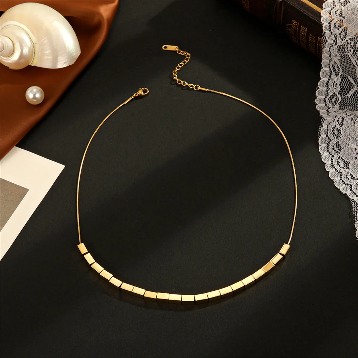 18K Gold-Plated Cuboid Necklace