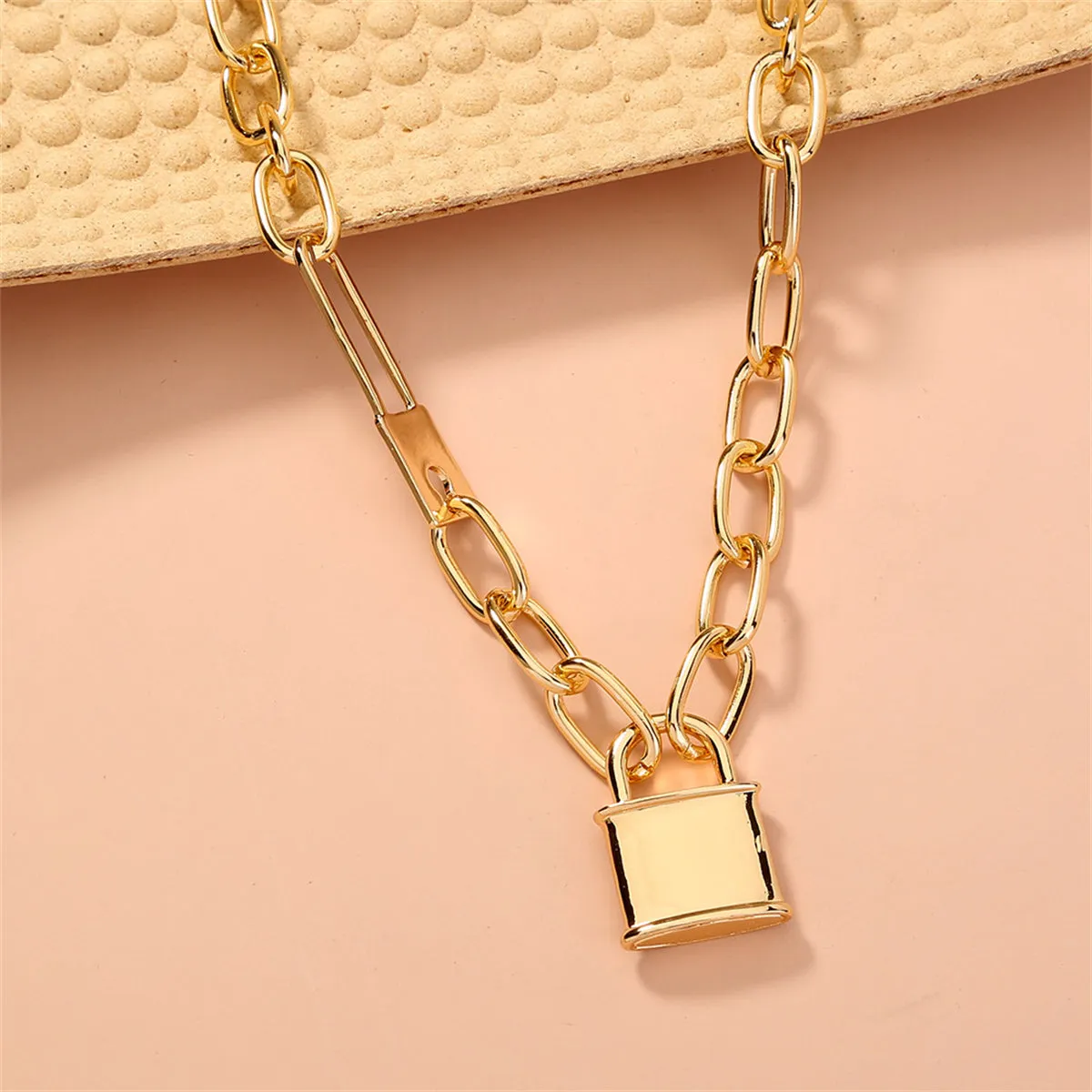 18K Gold-Plated Double Lock Pendant Necklace