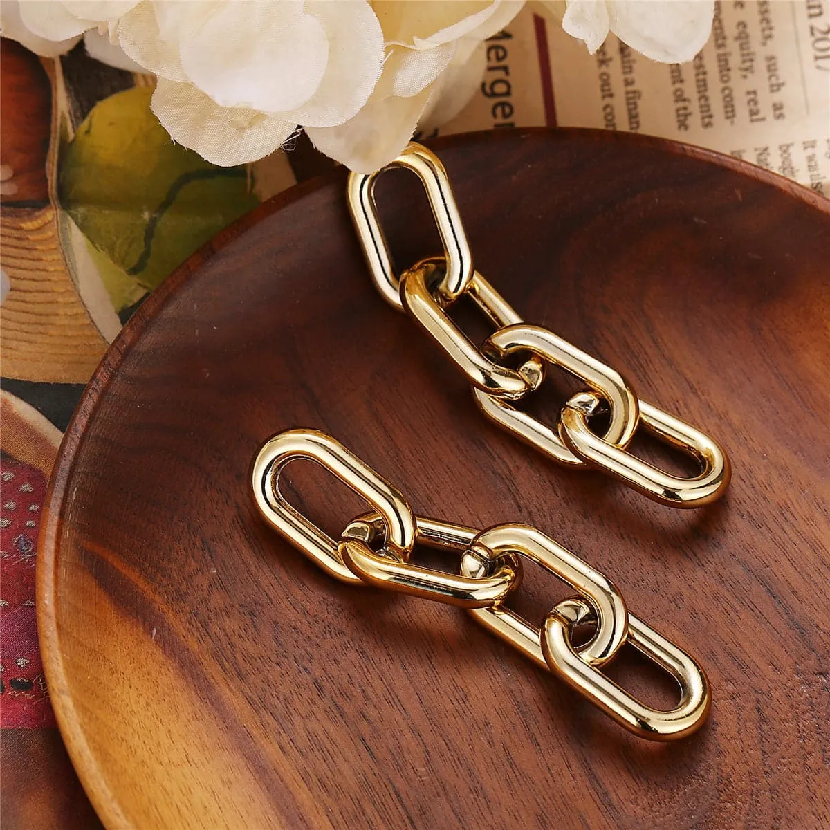 18K Gold-Plated Figaro Chain Drop Earring