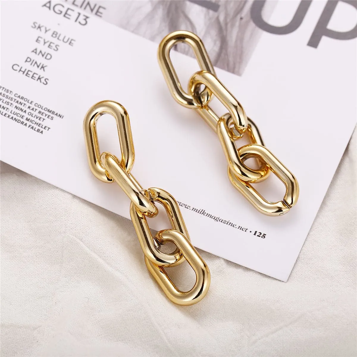 18K Gold-Plated Figaro Chain Drop Earring