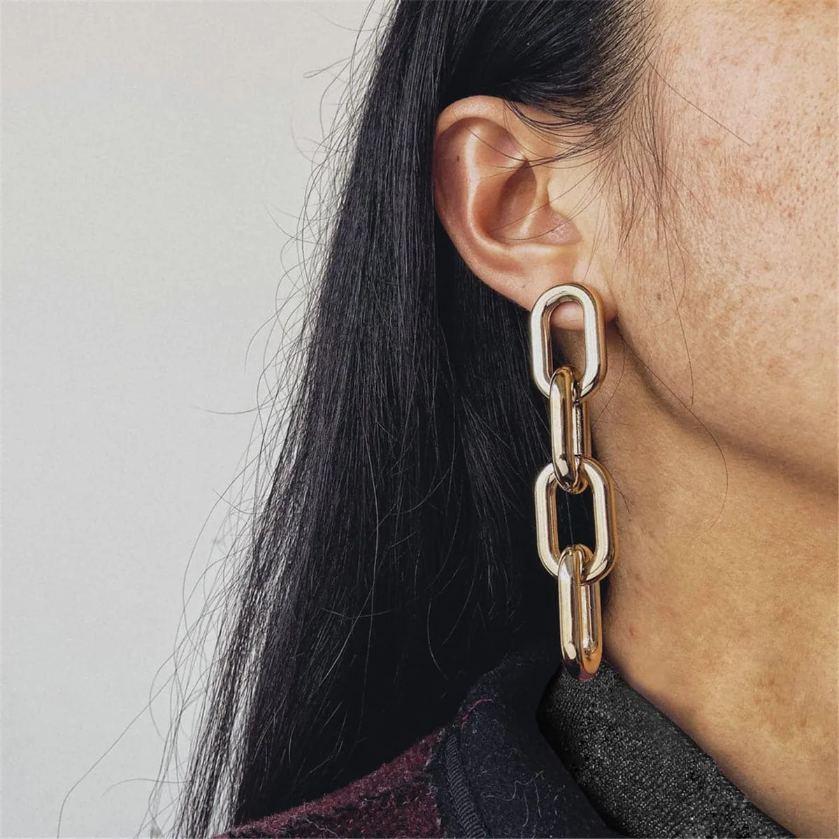 18K Gold-Plated Figaro Chain Drop Earring