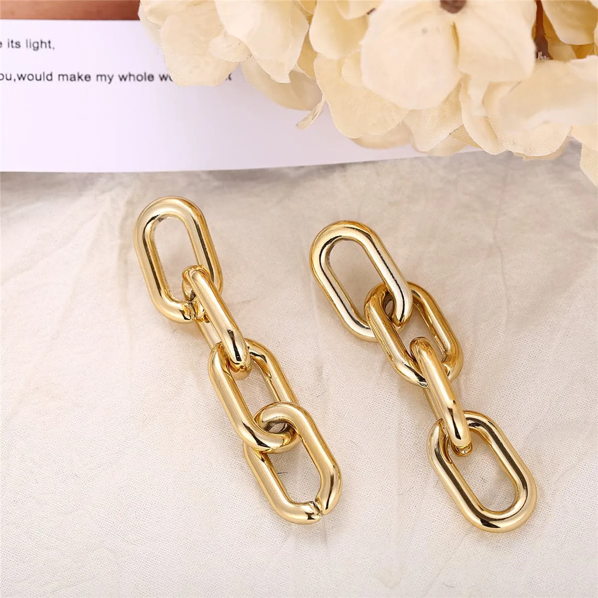 18K Gold-Plated Figaro Chain Drop Earring
