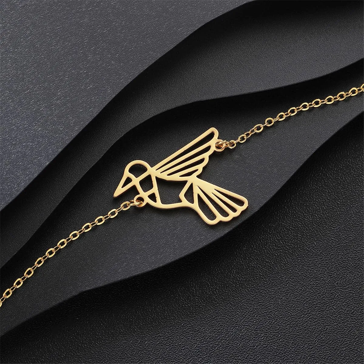 18K Gold-Plated Open Bird Charm Bracelet