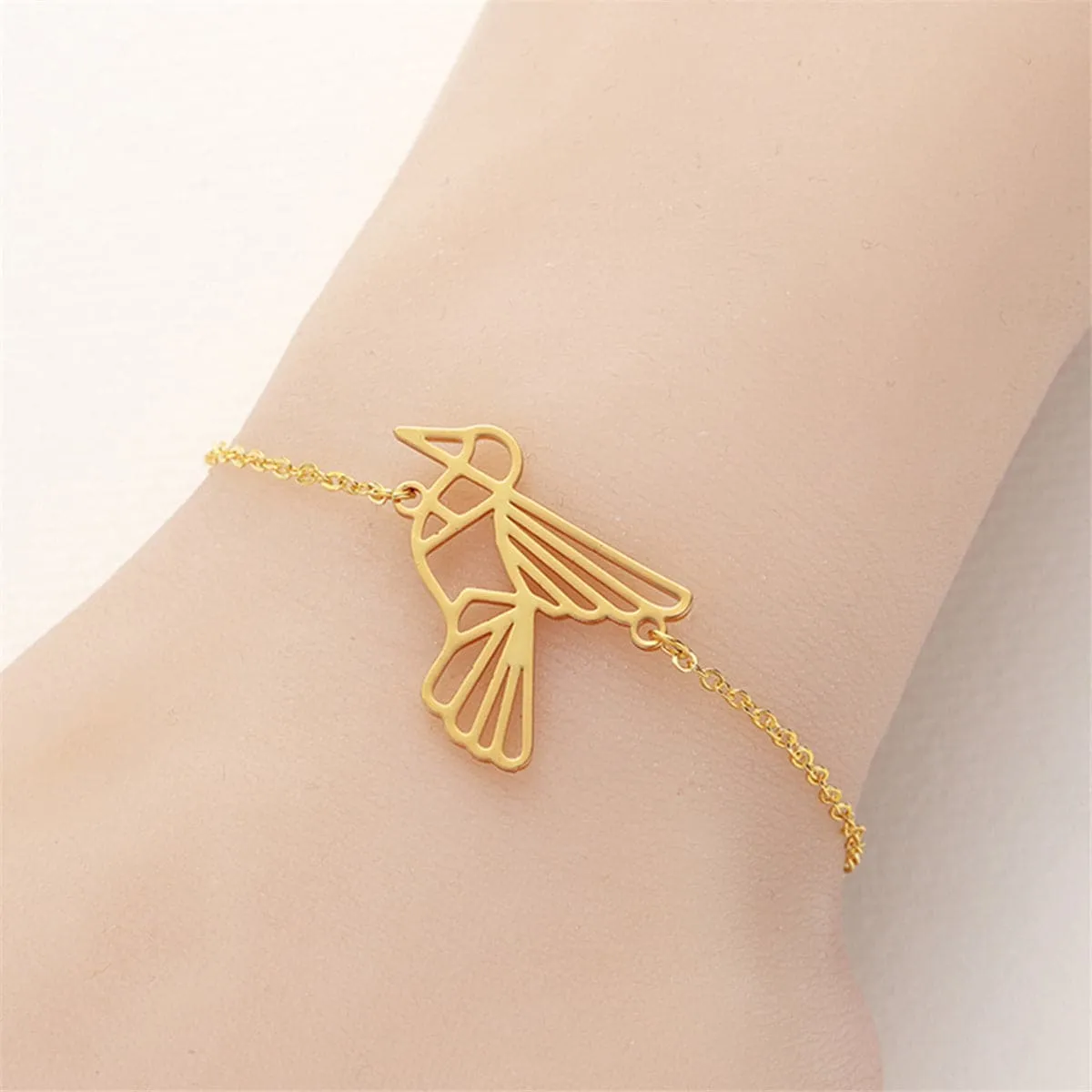 18K Gold-Plated Open Bird Charm Bracelet