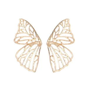 18K Gold-Plated Openwork Butterfly Wing Stud Earrings