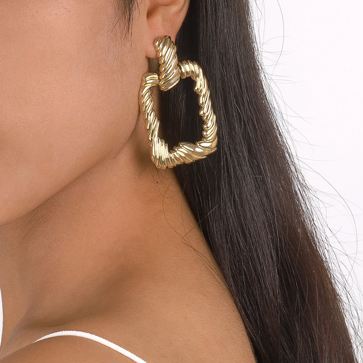 18K Gold-Plated Twine Open Rectangle Drop Earrings