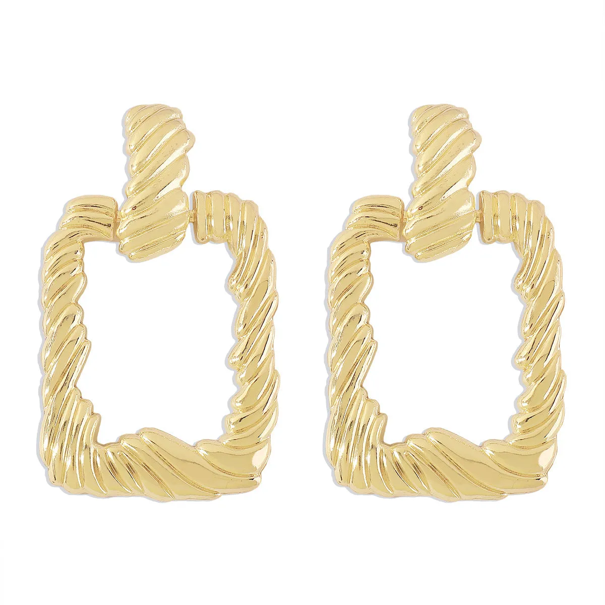 18K Gold-Plated Twine Open Rectangle Drop Earrings
