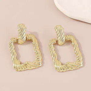 18K Gold-Plated Twine Open Rectangle Drop Earrings