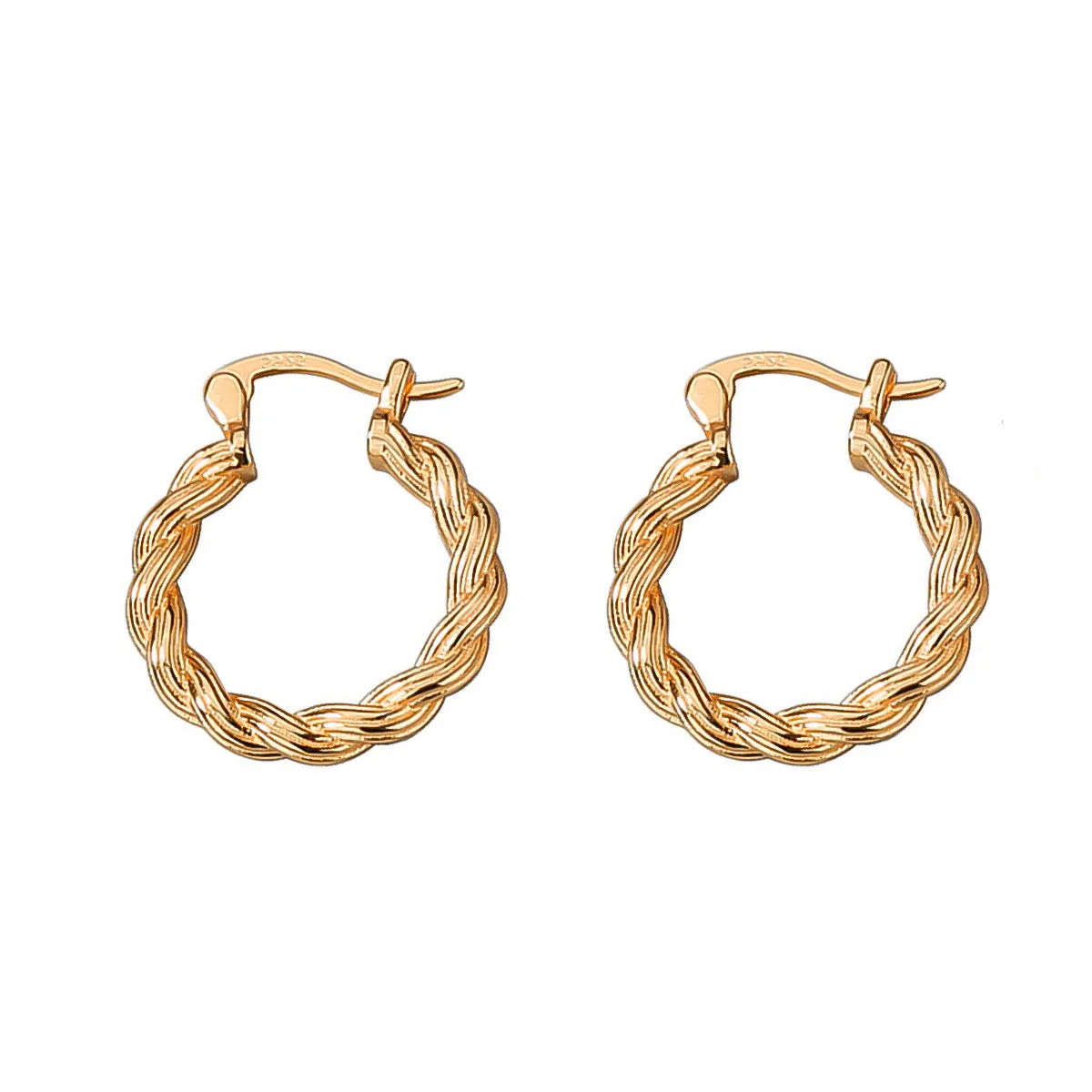 18K Gold-Plated Twisted Huggie Earrings