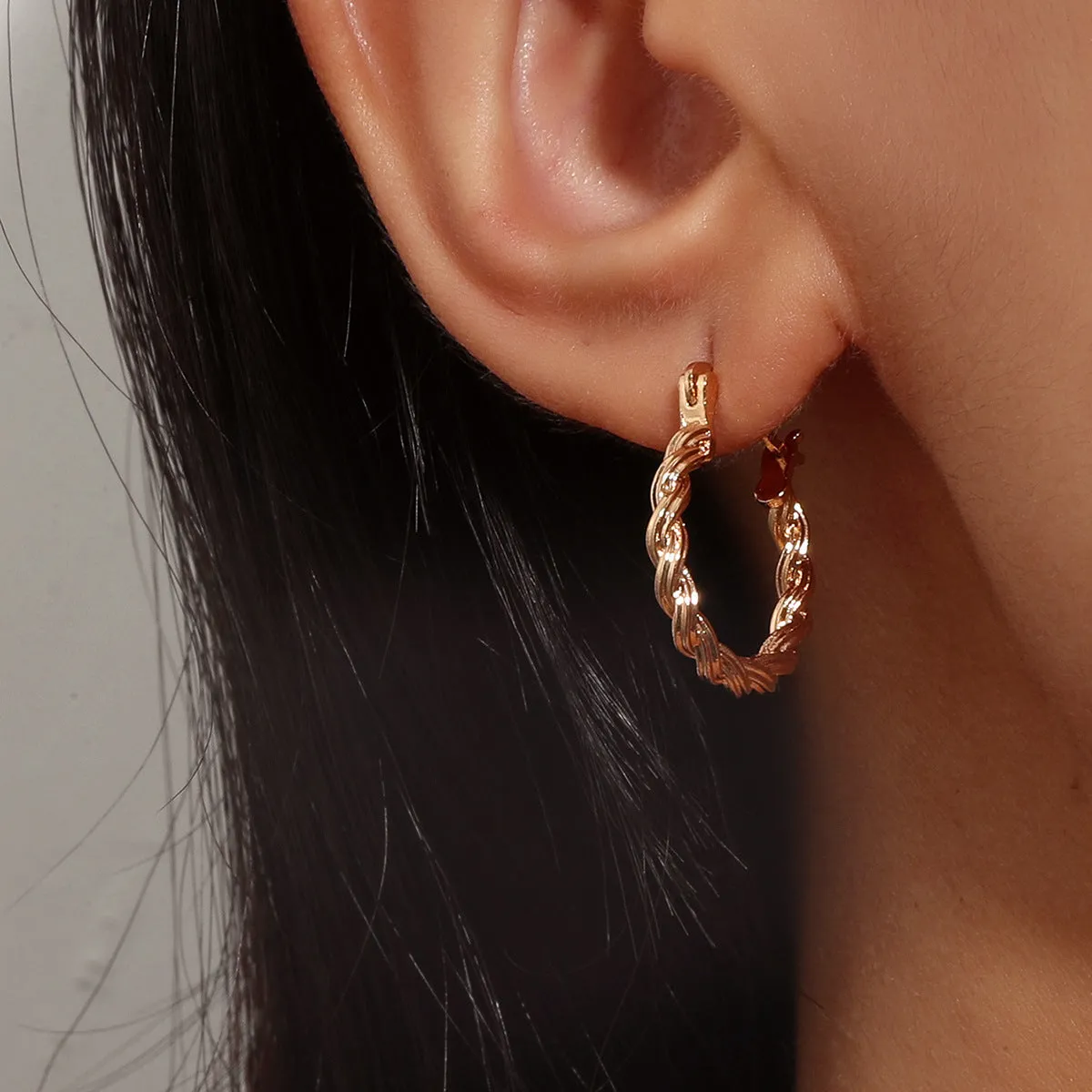 18K Gold-Plated Twisted Huggie Earrings
