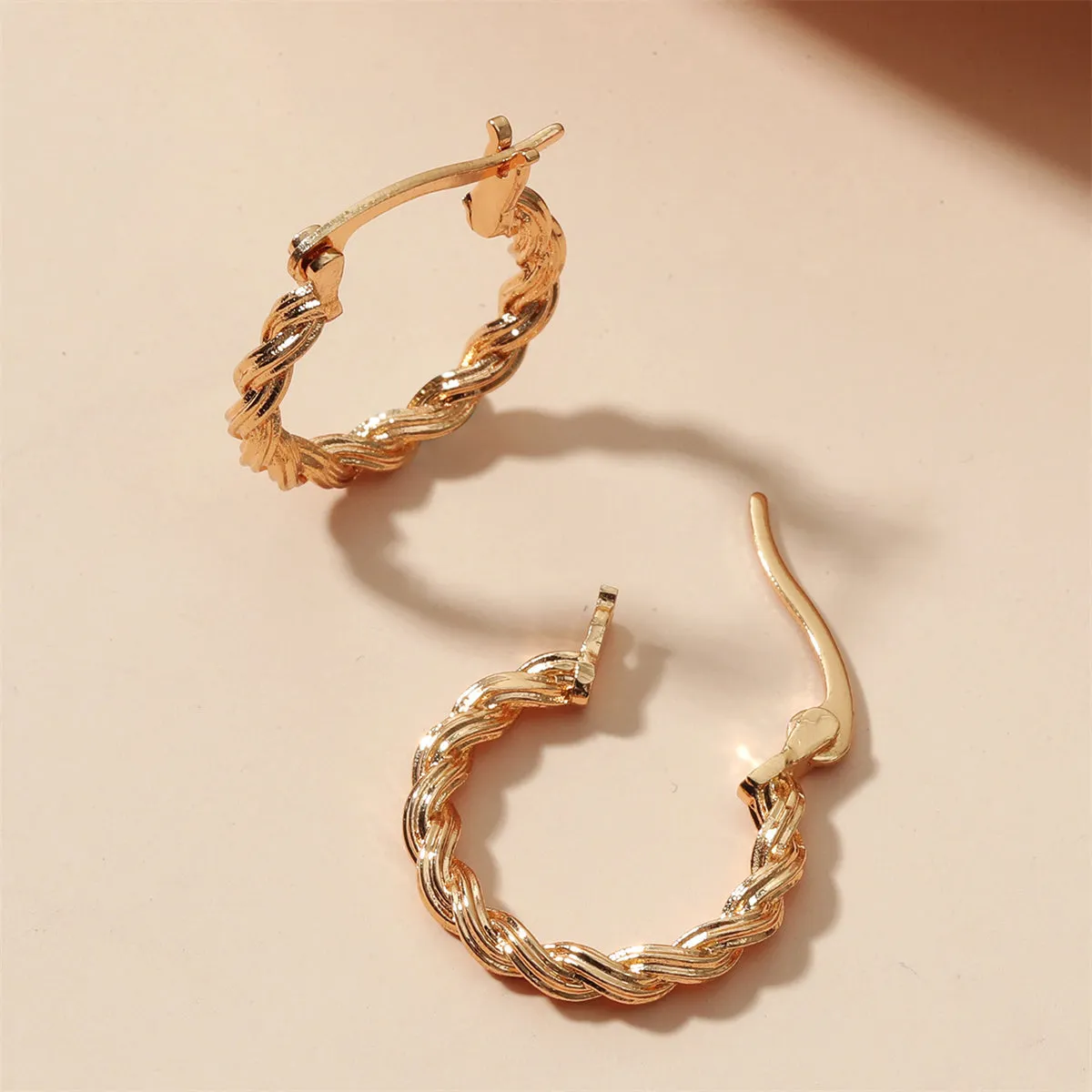 18K Gold-Plated Twisted Huggie Earrings