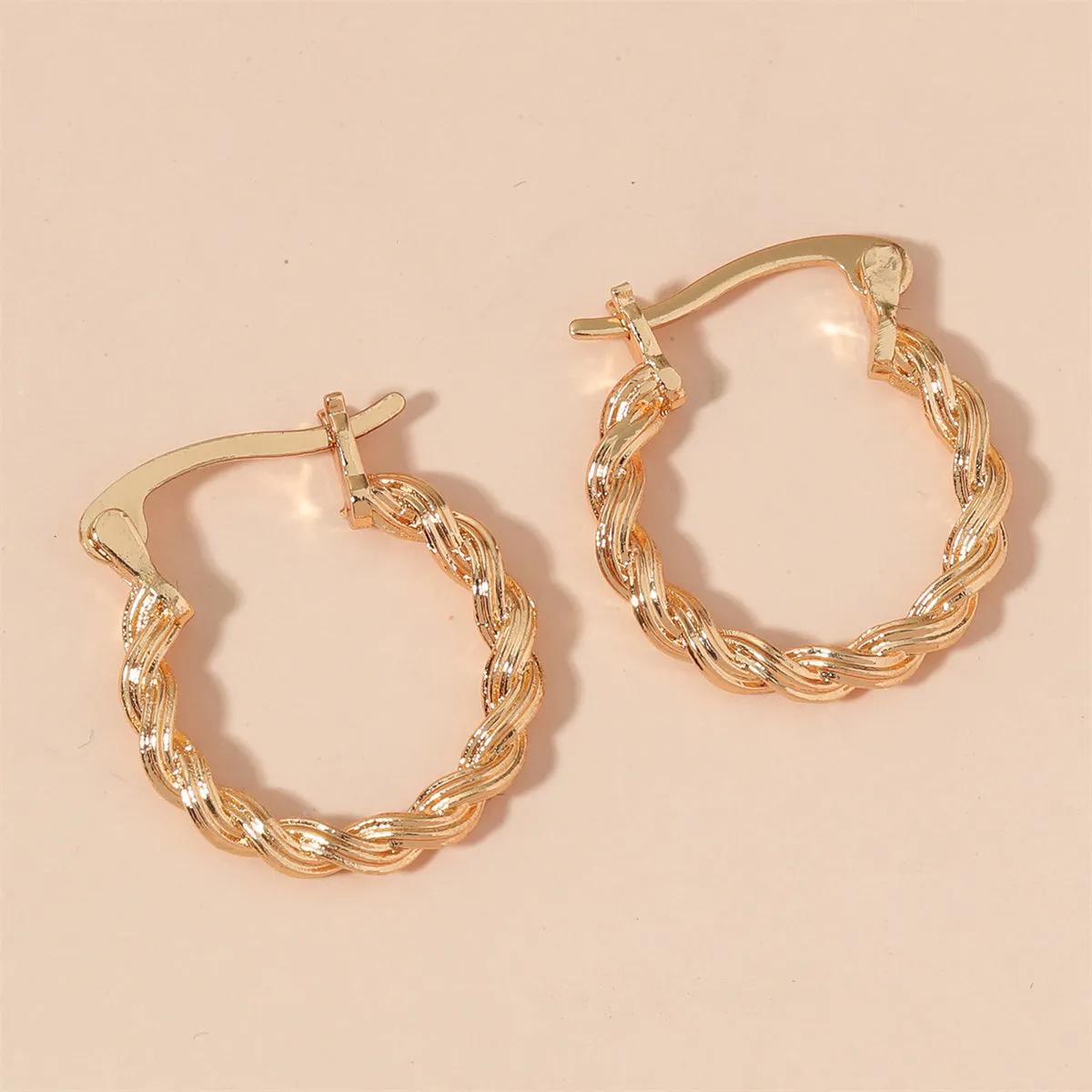 18K Gold-Plated Twisted Huggie Earrings