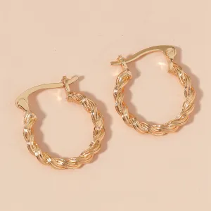 18K Gold-Plated Twisted Huggie Earrings