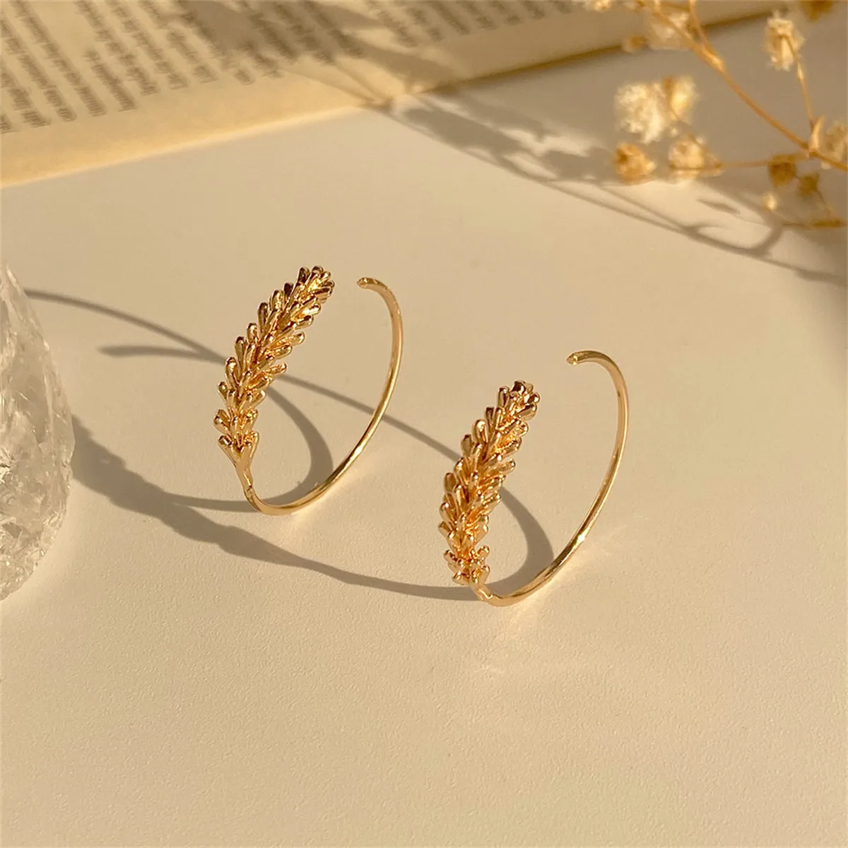 18K Gold-Plated Wheat Ear Hoop Earrings