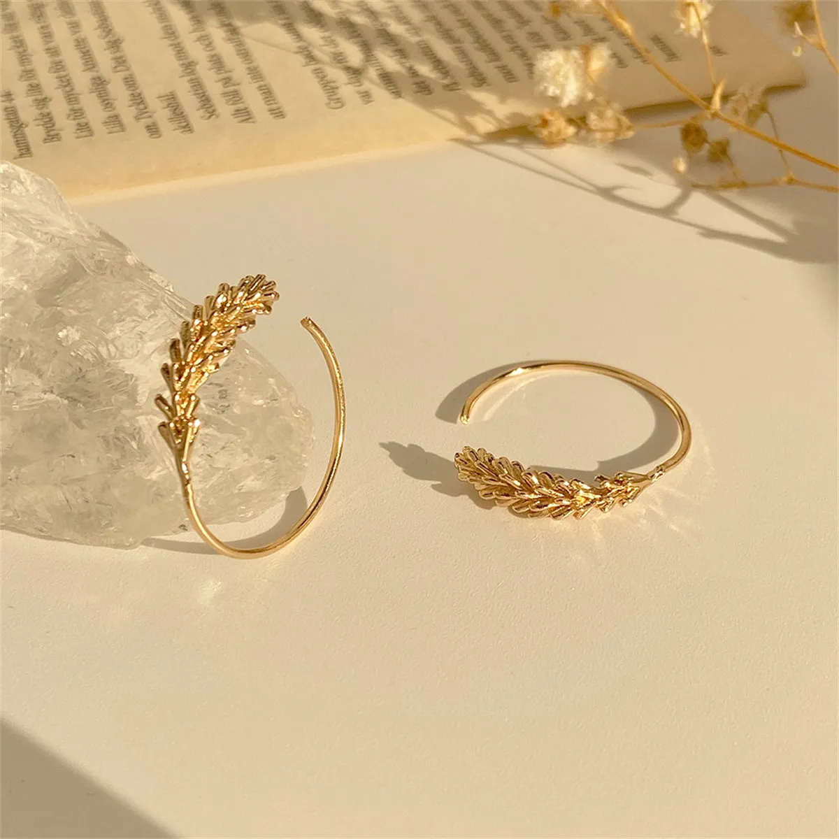 18K Gold-Plated Wheat Ear Hoop Earrings