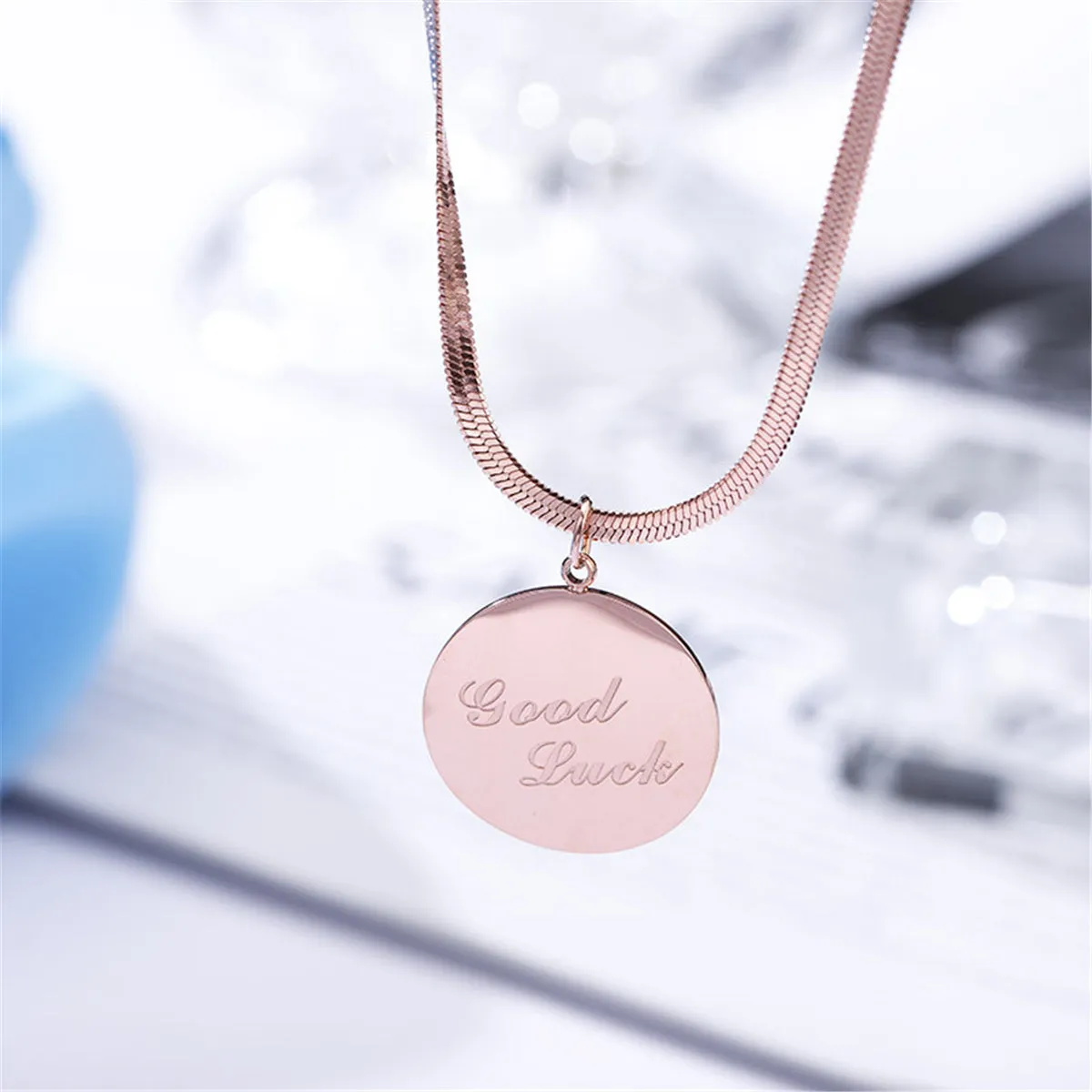 18K Rose Gold-Plated 'Good Luck' Snake-Chain Pendant Necklace
