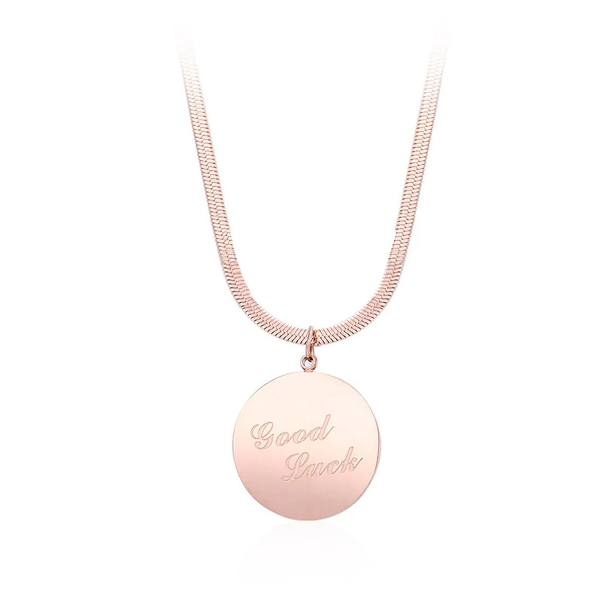 18K Rose Gold-Plated 'Good Luck' Snake-Chain Pendant Necklace
