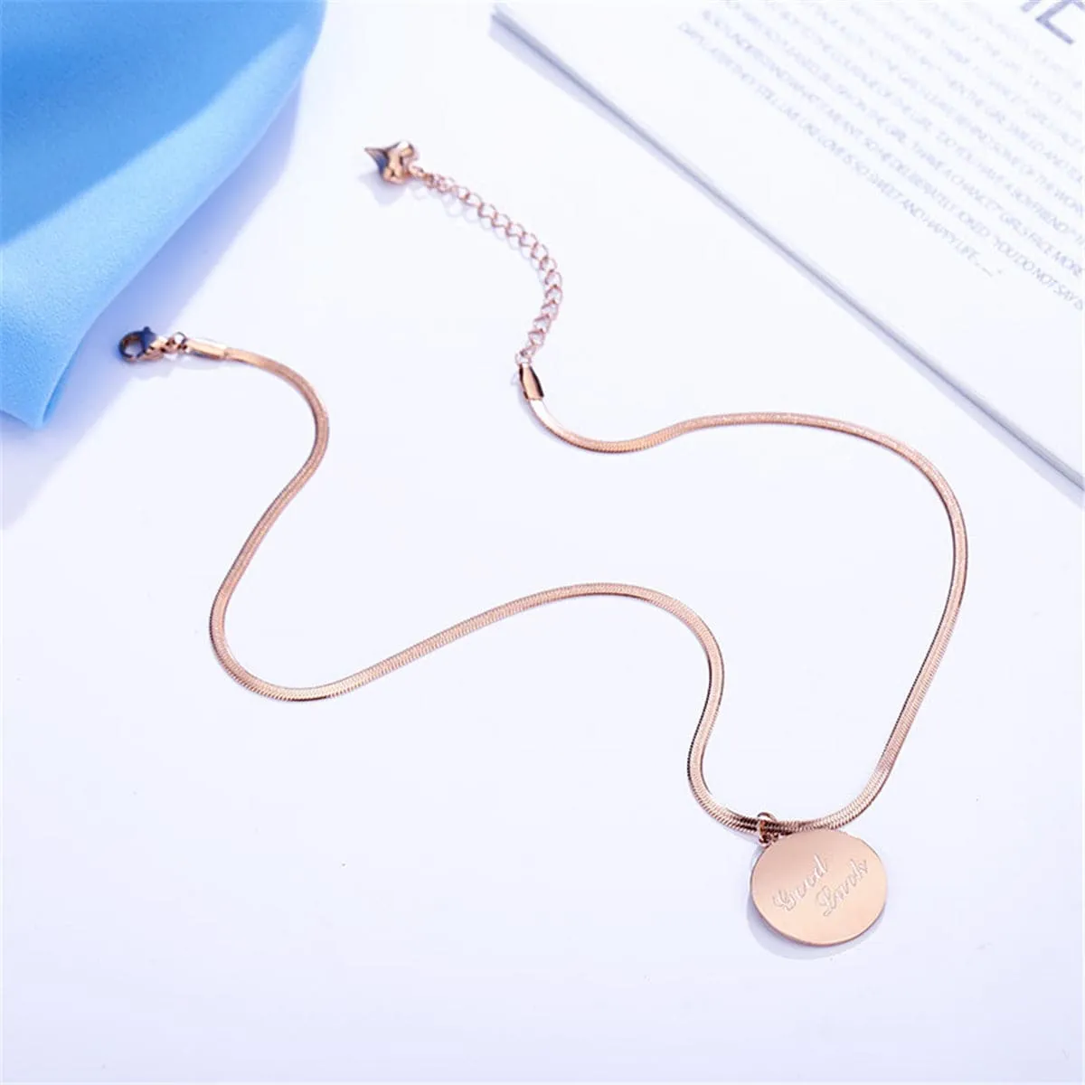 18K Rose Gold-Plated 'Good Luck' Snake-Chain Pendant Necklace