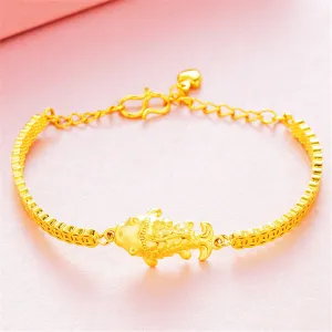 24K Gold-Plated Fish Charm Bracelet
