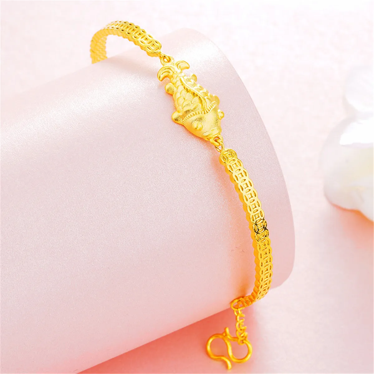 24K Gold-Plated Fish Charm Bracelet