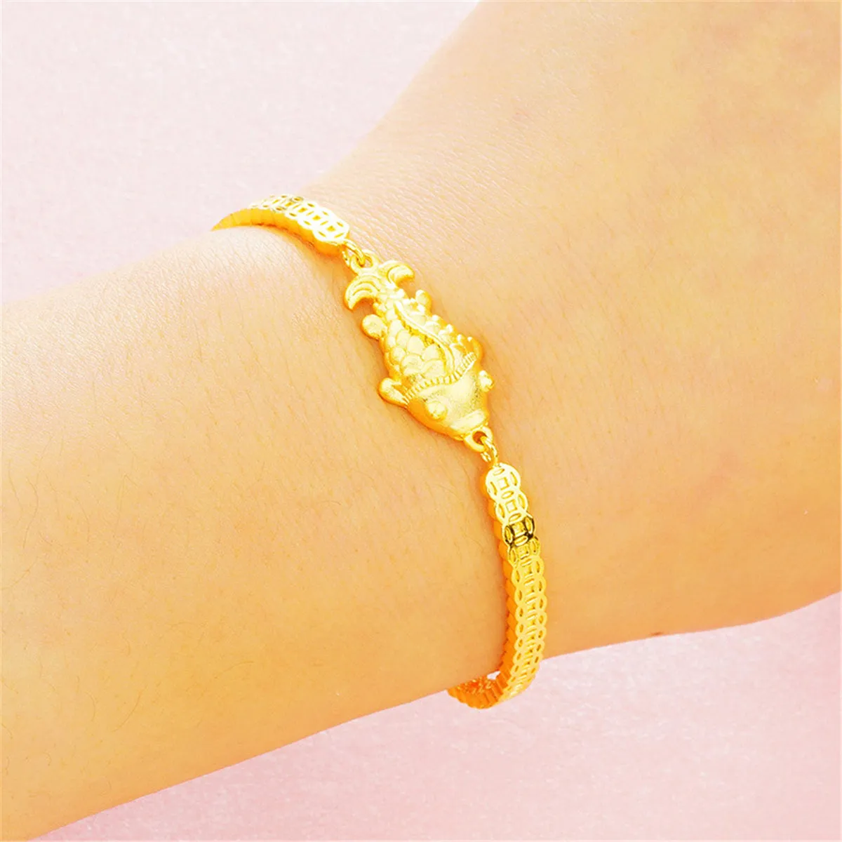 24K Gold-Plated Fish Charm Bracelet