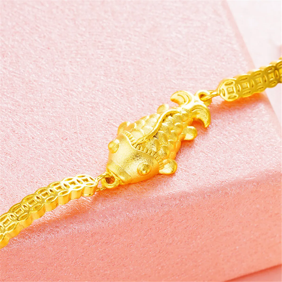 24K Gold-Plated Fish Charm Bracelet