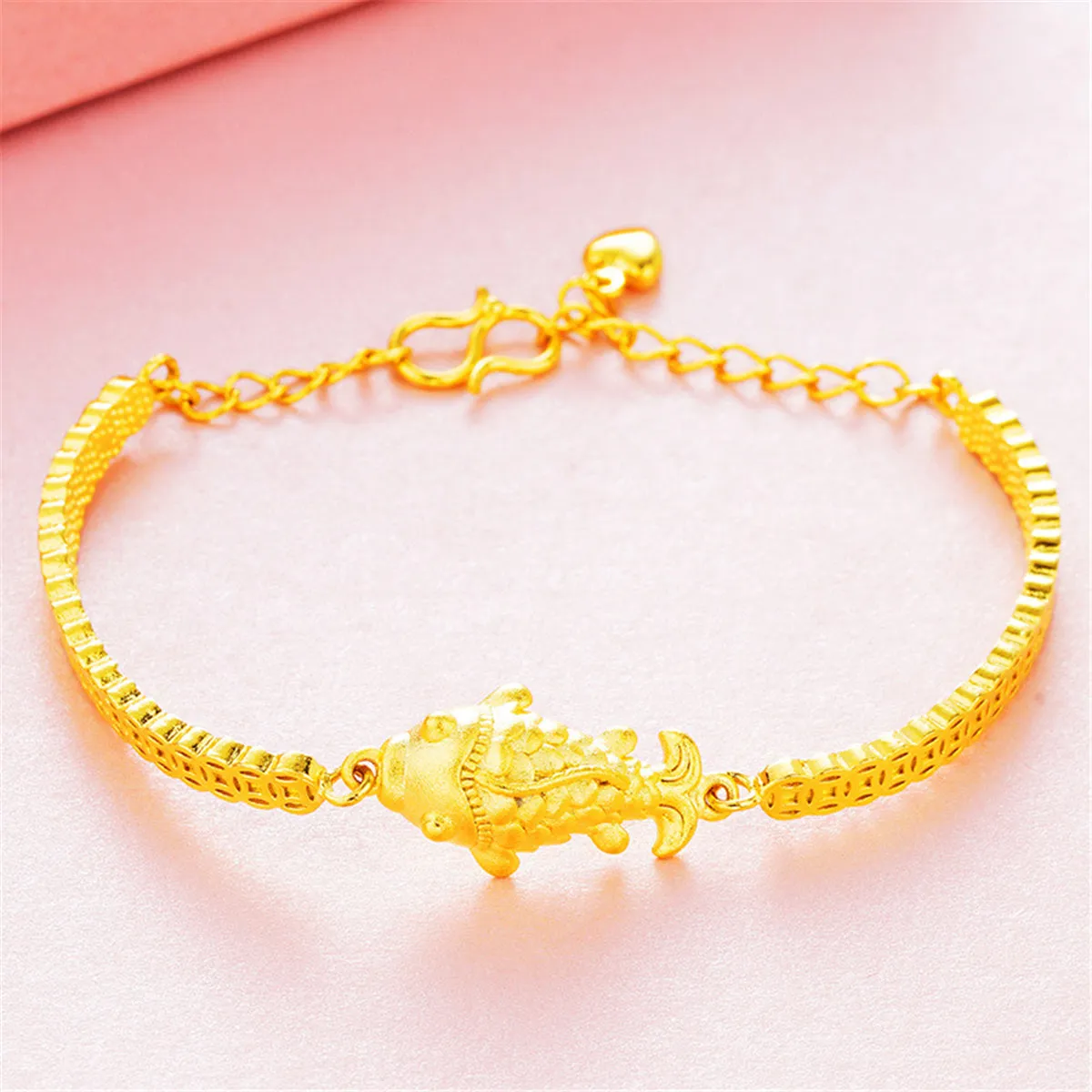 24K Gold-Plated Fish Charm Bracelet