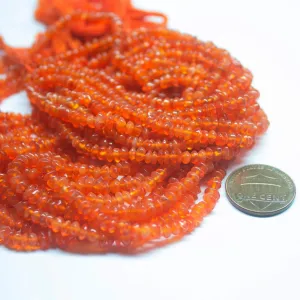 4 Strand Orange Carnelian Smooth Rondelle Loose Gemstone Spacer Beads 14" 3-4mm