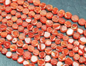 4 Strands Orange Carnelian Smooth Flat Round Coin Beads Strand 13" 7mm 8mm