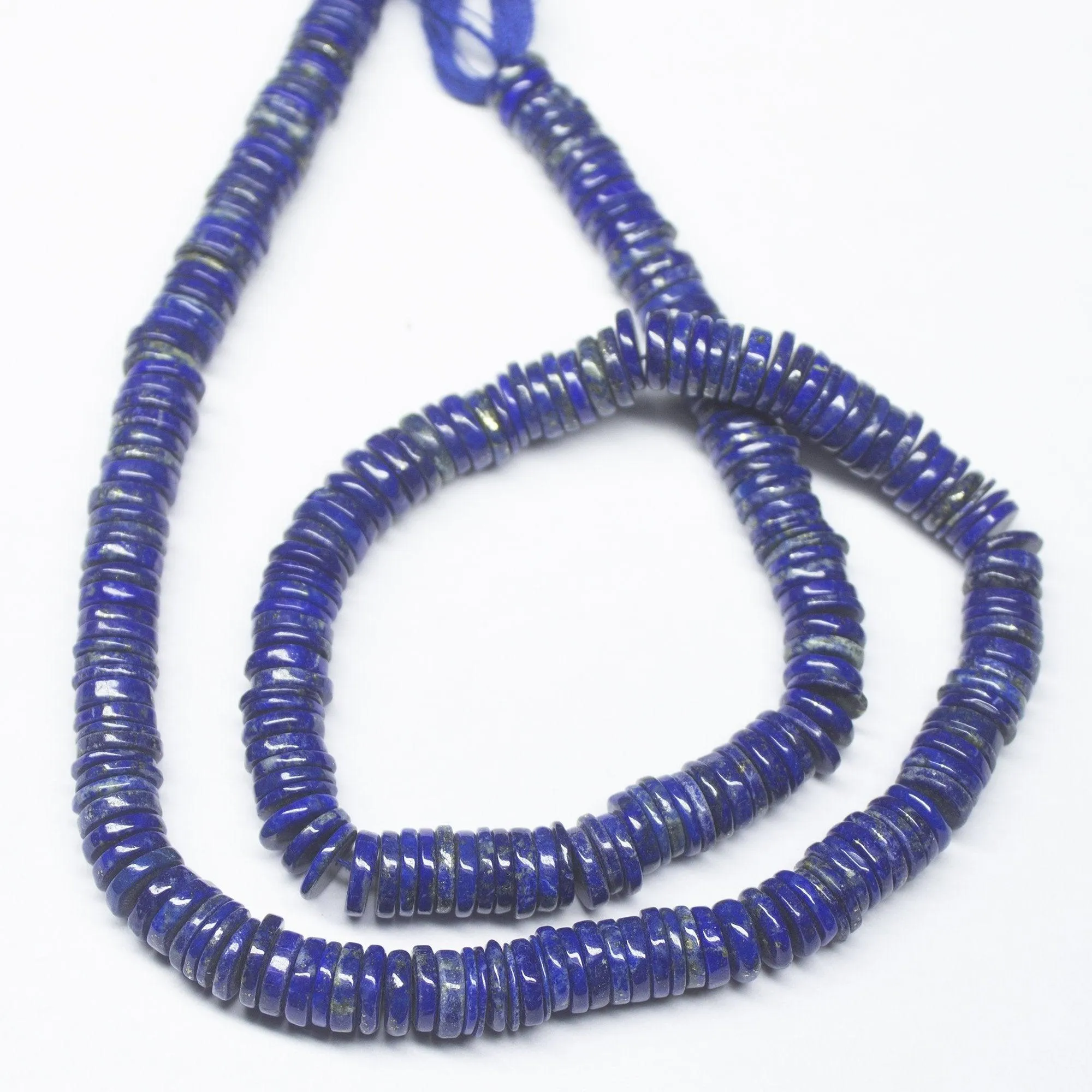 7.5" Full Strand, Lapis Lazuli Smooth Smooth Heishi Shape Gemstone Beads, Lapis Lazuli Beads, 7mm