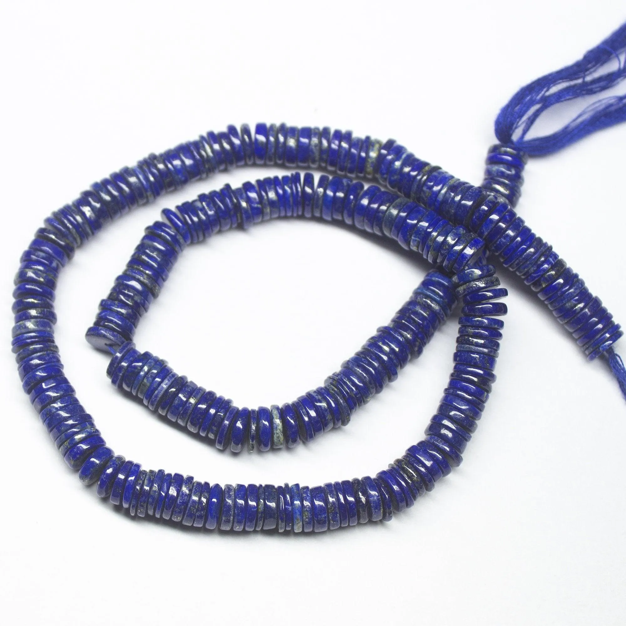 7.5" Full Strand, Lapis Lazuli Smooth Smooth Heishi Shape Gemstone Beads, Lapis Lazuli Beads, 7mm