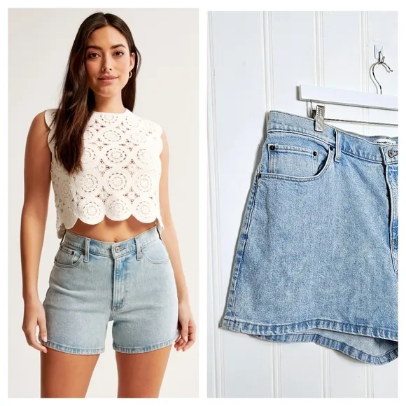 Abercrombie &amp; Fitch Jean Shorts Womens Size 18 Curve Love High Rise Mom Short 4&quot;