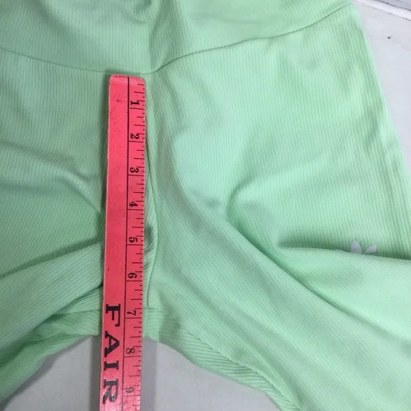 Adidas Womens Light Green Ribbed Exercise bike Shorts