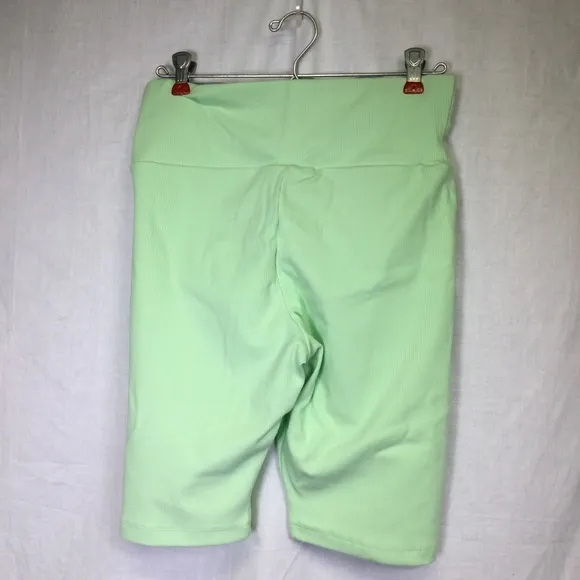 Adidas Womens Light Green Ribbed Exercise bike Shorts