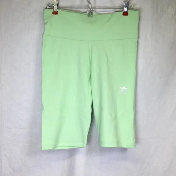 Adidas Womens Light Green Ribbed Exercise bike Shorts