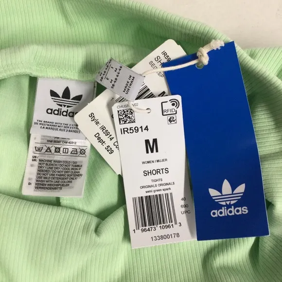 Adidas Womens Light Green Ribbed Exercise bike Shorts