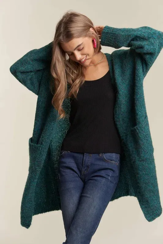 ADORA 2 Tone Sweater Pocket Cardigan