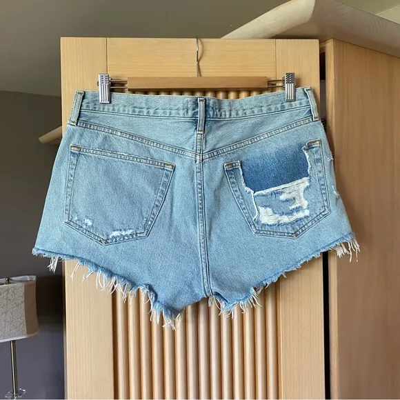 AGOLDE parker cut off denim shorts bitter light blue