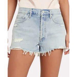 AGOLDE parker cut off denim shorts bitter light blue