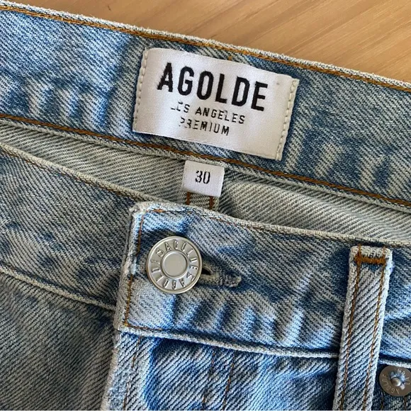 AGOLDE parker cut off denim shorts bitter light blue